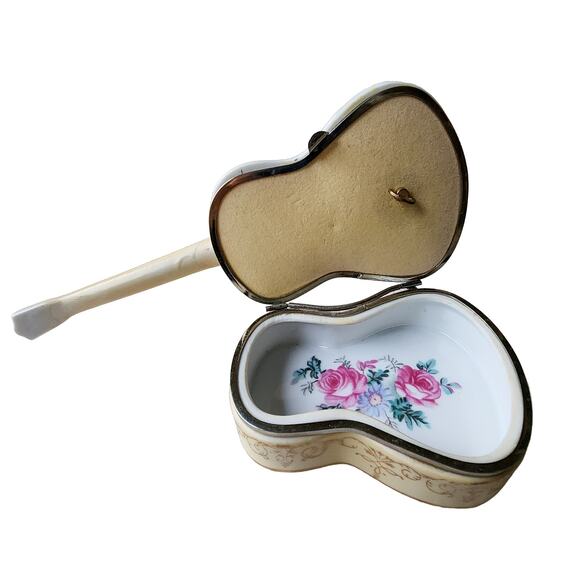 Vintage Porcelain Japanese Music Box Trinket Violin Flower Shaped Lego Brand - Picture 15 of 16
